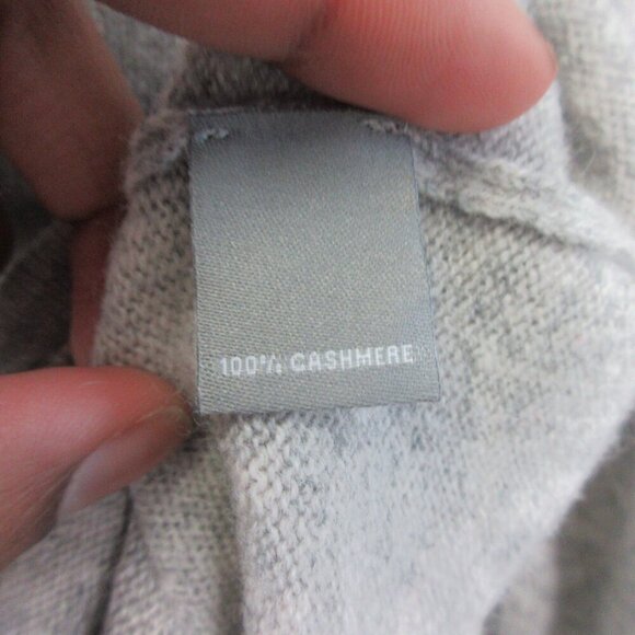 Neiman Marcus Women's 100% Cashmere Sweater L Grey Preppy Trim Beaded 366 - Picture 4 of 8